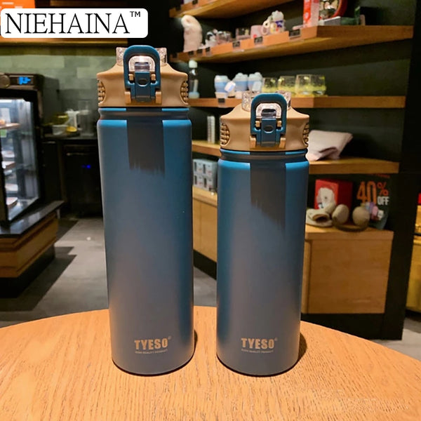 530/750/100Ml Thermos Mug With Straw Stainless Steel Thermal Insulation Straight Cup Thermal Water Bottle Tumbler Thermocup 1pcS