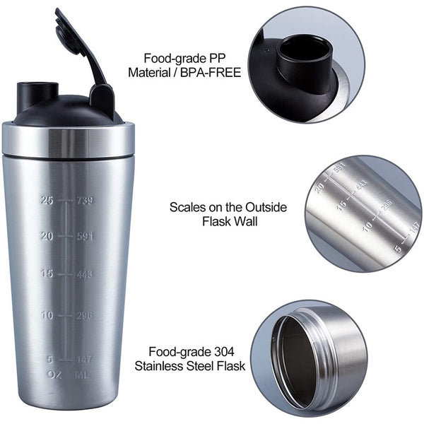 Gym Yoga Sports Fitness Whey Protein Powder Shaker Water Bottle 304 Stainless Steel Albumen Powder Milkshakes Coffee Shaking Cup