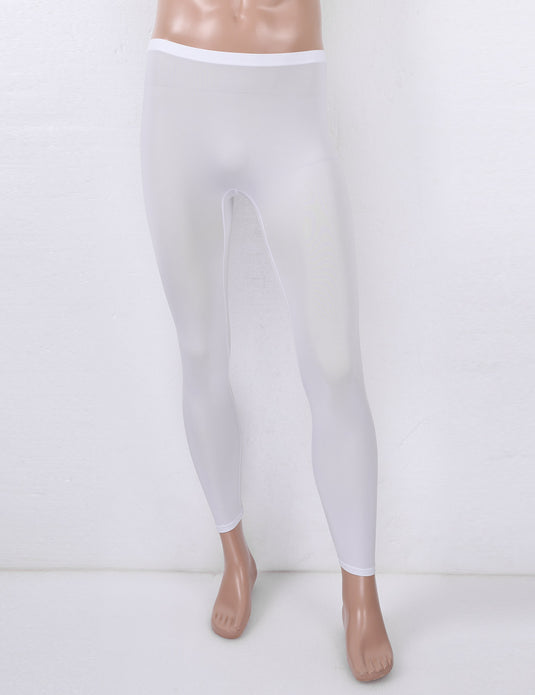 White Athletic Running Bottoms Men Sport Pants See Through Stretchy Gym Training Fitness Yoga Leggings Sportswear Tight Trousers