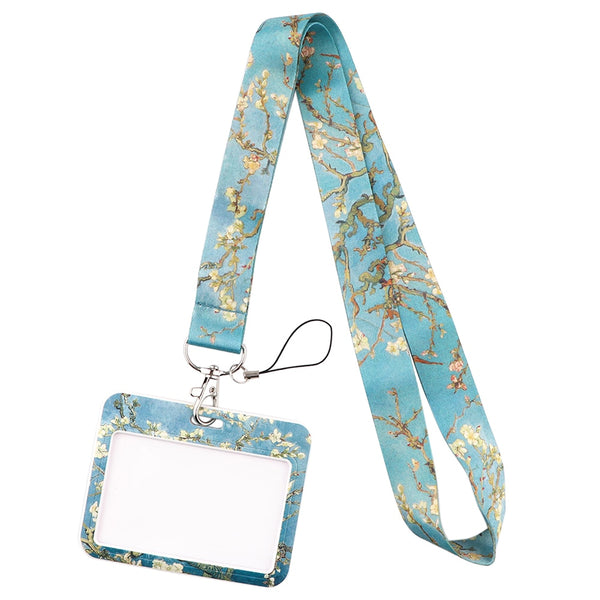 Wholesale Horizontal style Yoga Sakura Daisy Lanyard for Key Neck Strap Card ID Badge Holder Key Chain Key Holder Accessories