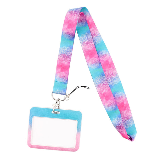 Wholesale Horizontal style Yoga Sakura Daisy Lanyard for Key Neck Strap Card ID Badge Holder Key Chain Key Holder Accessories