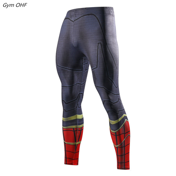 Superher 3D Print Compression Running Fitness Tights Pants Men Gym Trained Jogging Pants Quick Dry Trousers Workout Yoga Bottoms