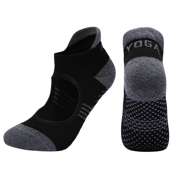 Women Backless Pilates Socks Towel Bottom Breathable Anti Slip Yoga Socks Cotton Ballet Dance Sports Socks for Fitness Gym