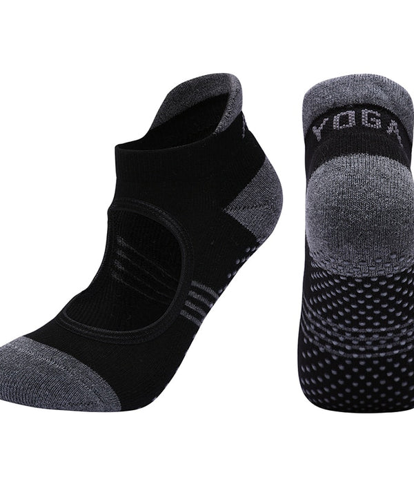 Women Backless Pilates Socks Towel Bottom Breathable Anti Slip Yoga Socks Cotton Ballet Dance Sports Socks for Fitness Gym