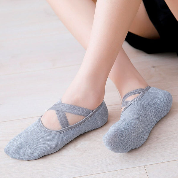 New Sports Yoga Socks Slipper Women Anti Slip Cotton Ladies Pilates Socks Ballet Heel Protector Professiona Yoga Dance Socks