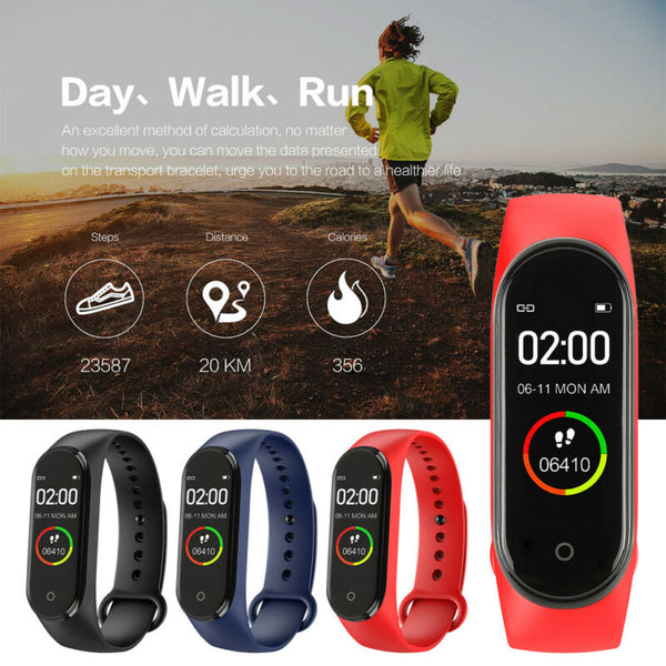 M4 Smart Digital Watch Bracelet for Men Women with Heart Rate Monitoring Running Pedometer Calorie Counter Health Sport Tracker