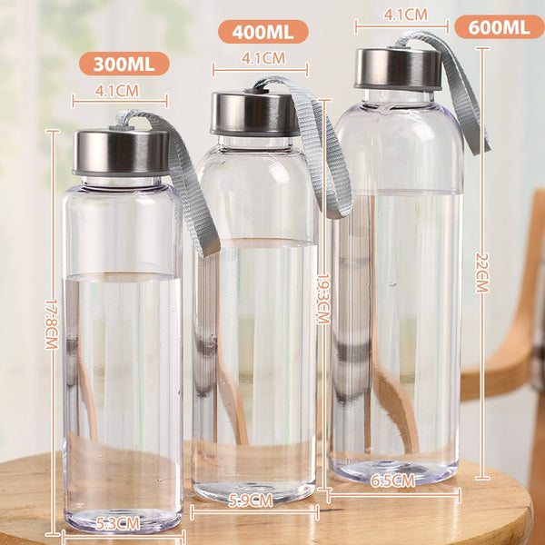 Plastic Transparent Round Portable Water Bottles Outdoor Hiking Yoga Bicycle Sports Travel Carrying for Water Bottle Drinkware