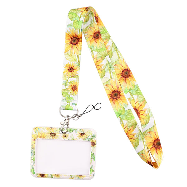 Wholesale Horizontal style Yoga Sakura Daisy Lanyard for Key Neck Strap Card ID Badge Holder Key Chain Key Holder Accessories