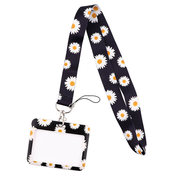 Wholesale Horizontal style Yoga Sakura Daisy Lanyard for Key Neck Strap Card ID Badge Holder Key Chain Key Holder Accessories