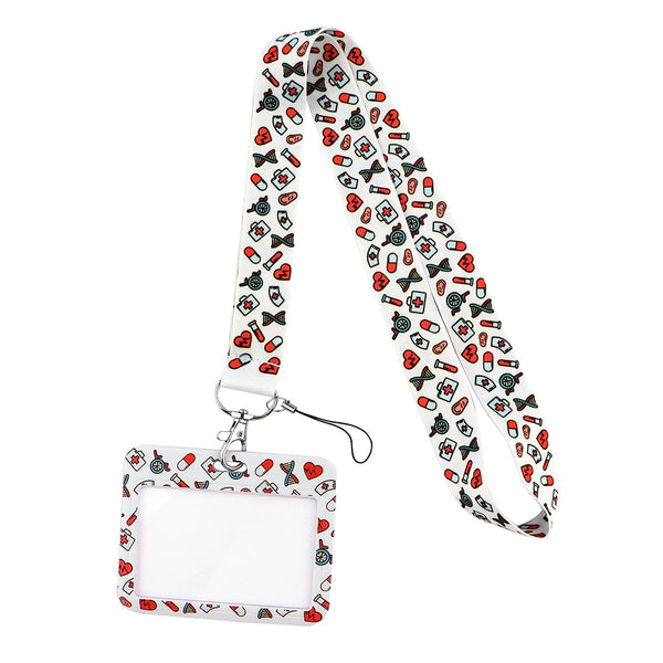 Wholesale Horizontal style Yoga Sakura Daisy Lanyard for Key Neck Strap Card ID Badge Holder Key Chain Key Holder Accessories