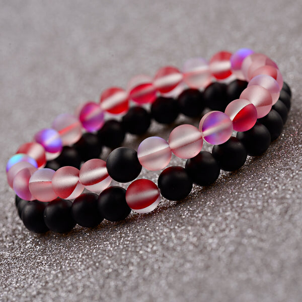 Couples Distance Bracelets Women Men 2019 Purple MoonStone Black Natural Stone Beads Yoga Bracelets Fashion Jewelry Accessories