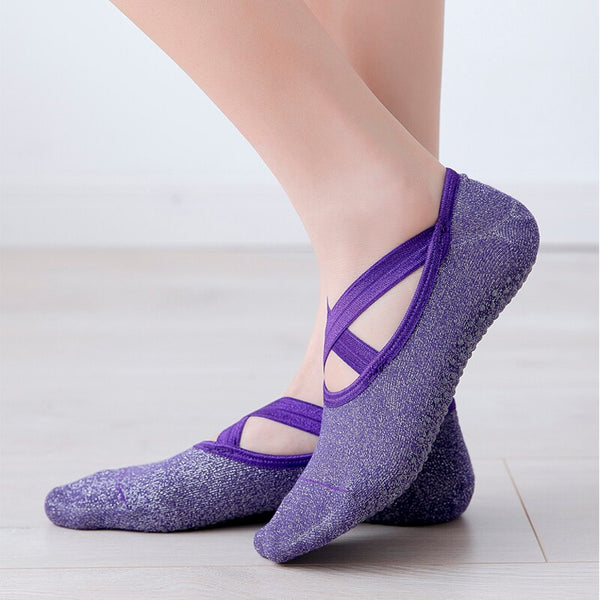 New Sports Yoga Socks Slipper Women Anti Slip Cotton Ladies Pilates Socks Ballet Heel Protector Professiona Yoga Dance Socks