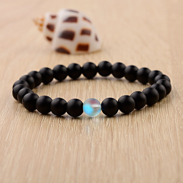 Couples Distance Bracelets Women Men 2019 Purple MoonStone Black Natural Stone Beads Yoga Bracelets Fashion Jewelry Accessories