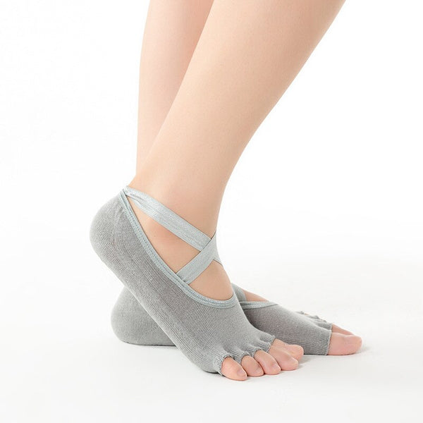 1 Pairs Women Pilates Yoga Anti-slip Socks Backless Silicone Non-slip Socks Ladies Breathable Ballet Dance Gym Pilates Socks