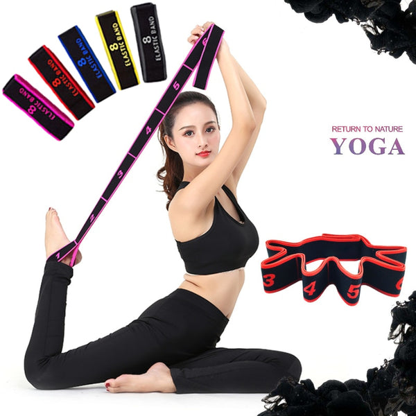 Yoga Pull Strap Belt Polyester Latex Elastic Latin Dance Stretching Band Loop Yoga Pilates GYM Fitness Exercise Resistance Bands