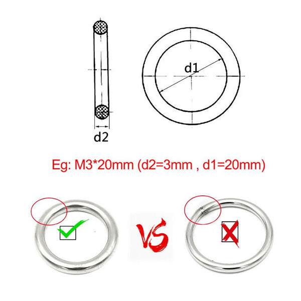 Heavy Duty Welded Round Rings Smooth Solid O Ring 304 Stainless Steel For Rigging Marine Boat Hammock Yoga Hanging Ring M3-M16