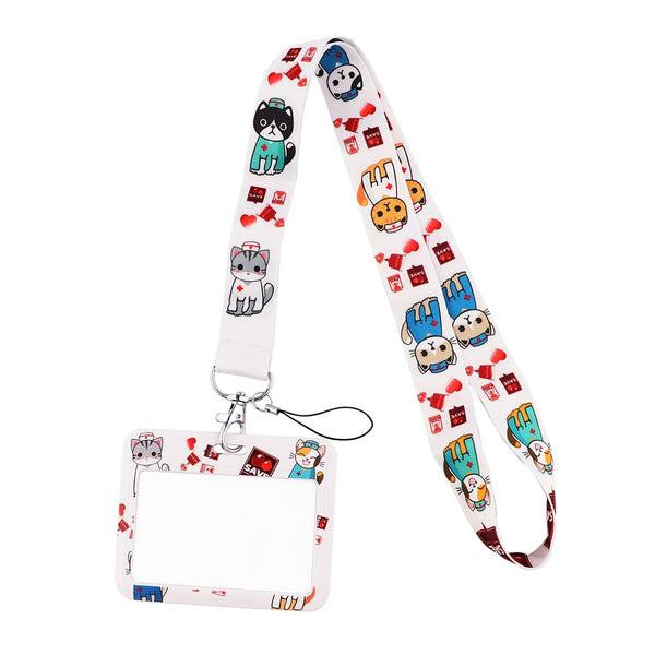 Wholesale Horizontal style Yoga Sakura Daisy Lanyard for Key Neck Strap Card ID Badge Holder Key Chain Key Holder Accessories