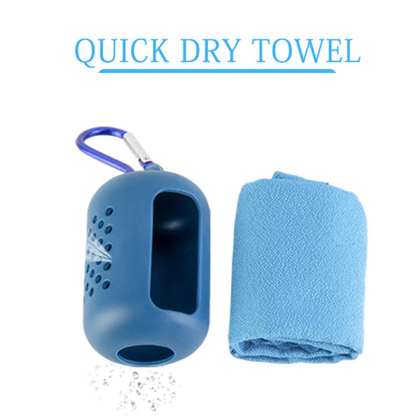 Quick Drying Microfiber Towel Sports Running Outdoor Camping Towel Portable Fitness Gym Towel Yoga Beach Travel Silicone Bag