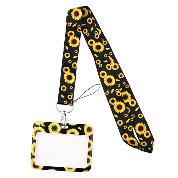 Wholesale Horizontal style Yoga Sakura Daisy Lanyard for Key Neck Strap Card ID Badge Holder Key Chain Key Holder Accessories