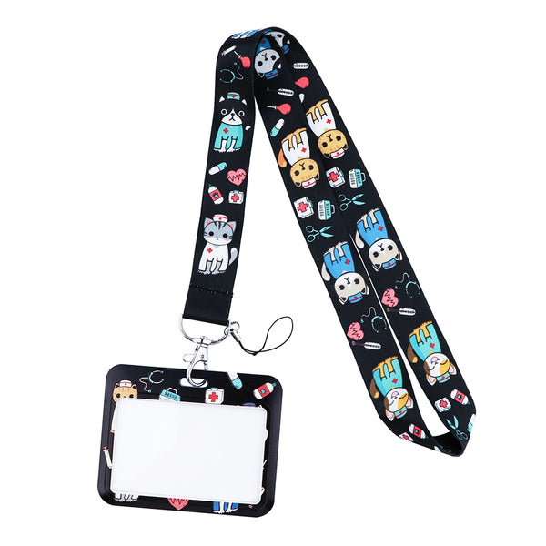 Wholesale Horizontal style Yoga Sakura Daisy Lanyard for Key Neck Strap Card ID Badge Holder Key Chain Key Holder Accessories