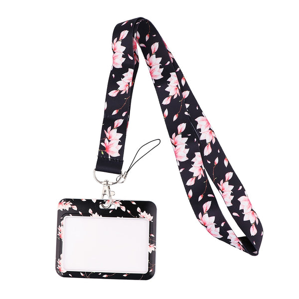 Wholesale Horizontal style Yoga Sakura Daisy Lanyard for Key Neck Strap Card ID Badge Holder Key Chain Key Holder Accessories