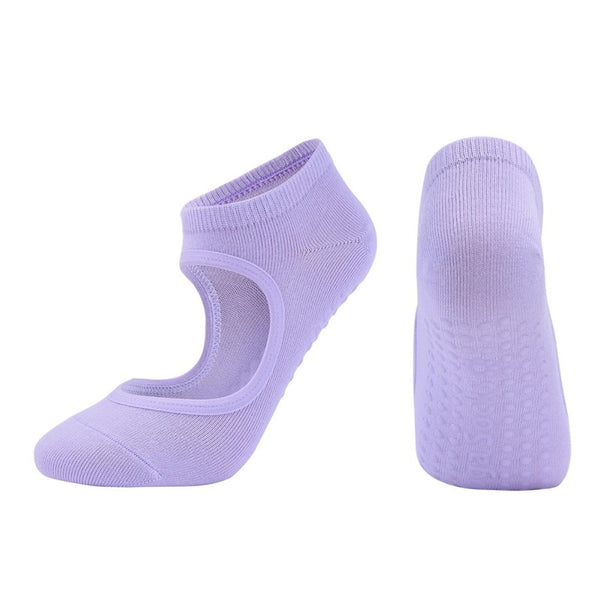 Women High Quality Pilates Socks Anti-Slip Breathable Backless Yoga Socks Ankle Ladies Ballet Dance Sports Socks for Fitness Gym