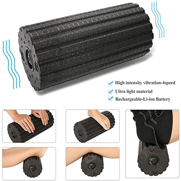 Electric Vibration Massage Foam Roller Yoga Column Rechargeable Backrest Leg Adjustment Massager Gym Workout Electric Yoga Block