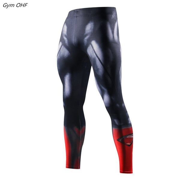 Superher 3D Print Compression Running Fitness Tights Pants Men Gym Trained Jogging Pants Quick Dry Trousers Workout Yoga Bottoms