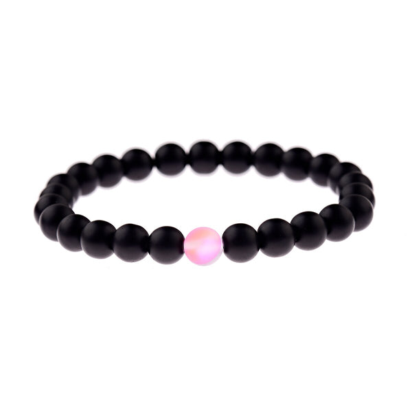 Couples Distance Bracelets Women Men 2019 Purple MoonStone Black Natural Stone Beads Yoga Bracelets Fashion Jewelry Accessories