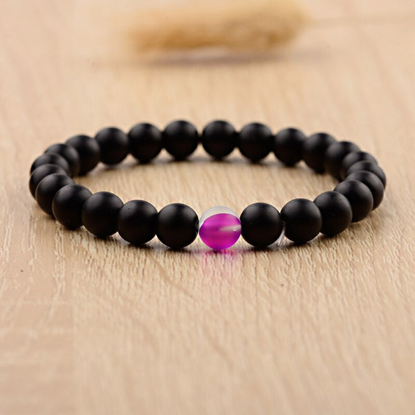 Couples Distance Bracelets Women Men 2019 Purple MoonStone Black Natural Stone Beads Yoga Bracelets Fashion Jewelry Accessories