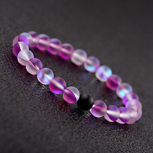 Couples Distance Bracelets Women Men 2019 Purple MoonStone Black Natural Stone Beads Yoga Bracelets Fashion Jewelry Accessories