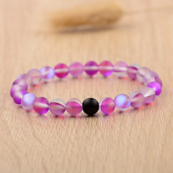 Couples Distance Bracelets Women Men 2019 Purple MoonStone Black Natural Stone Beads Yoga Bracelets Fashion Jewelry Accessories