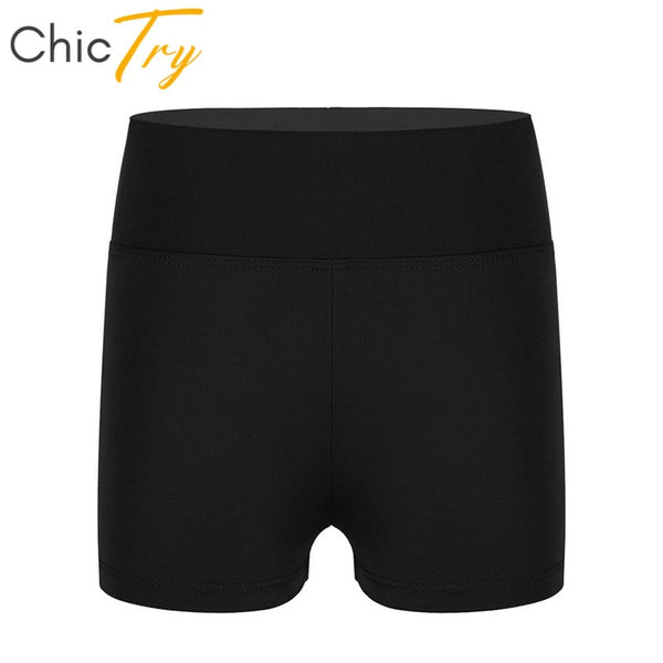 ChicTry Kids Girls High Waist Ballet Shorts Activewear Dance Bottoms Gym Sports Fitness Yoga Gymnastics Shorts Child Dance Wear