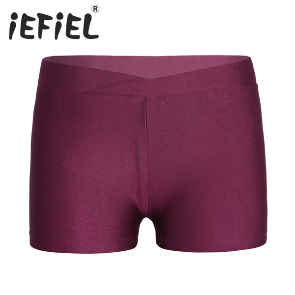 iEFiEL Kids Girls V-front Waistband Shorts Bottoms Toddler Children Pants Shorts for Yoga Sports Workout Gym Gymnastic Dancing