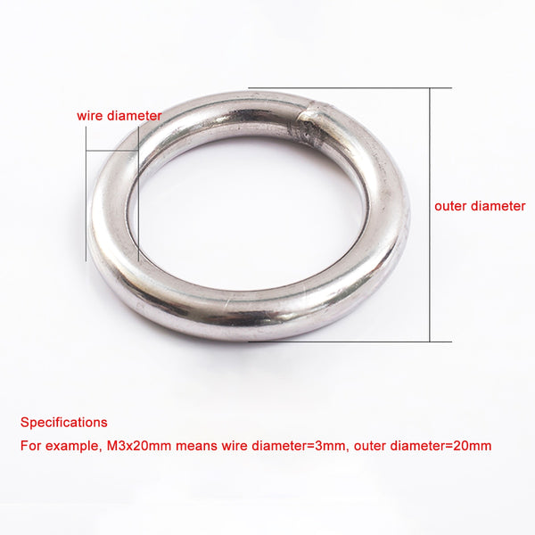 304 Stainless Steel Heavy Duty Welded Round Rings M3 M4 M5 M6 M8 M10 Solid O Ring Rigging Marine Boat Hammock Yoga Hanging Ring