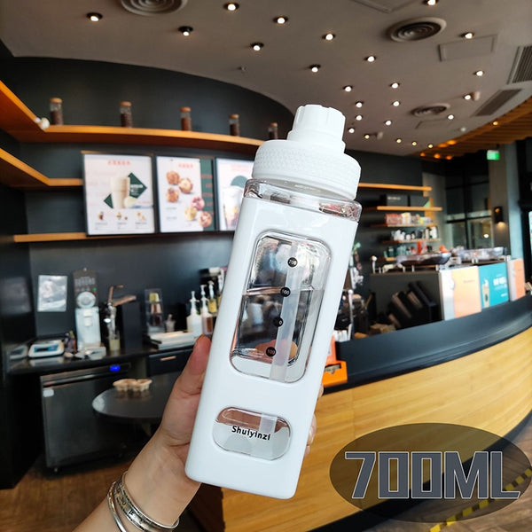 Kawaii Bear Pastel Water Bottle With 3D Sticker 700ml/900ml Plastic Travel Tea Juice Milk Portable Cute Shaker Drink Bottle Gift