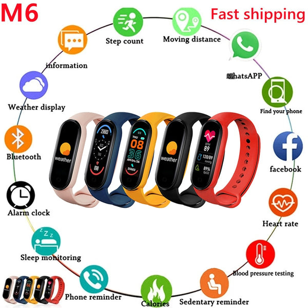 M6 Smart Watch Men Fitness Tracker Watches Heart Rate Health Monitor M6 Smart Band Fitness Bracelet Women For Mobile Phone