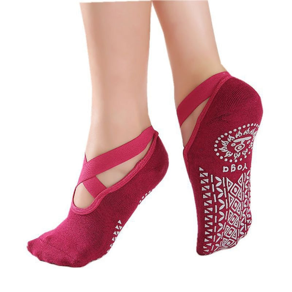 Ladies Anti Slip Yoga Socks Bandage Sports Girls Ballet Dance Socks