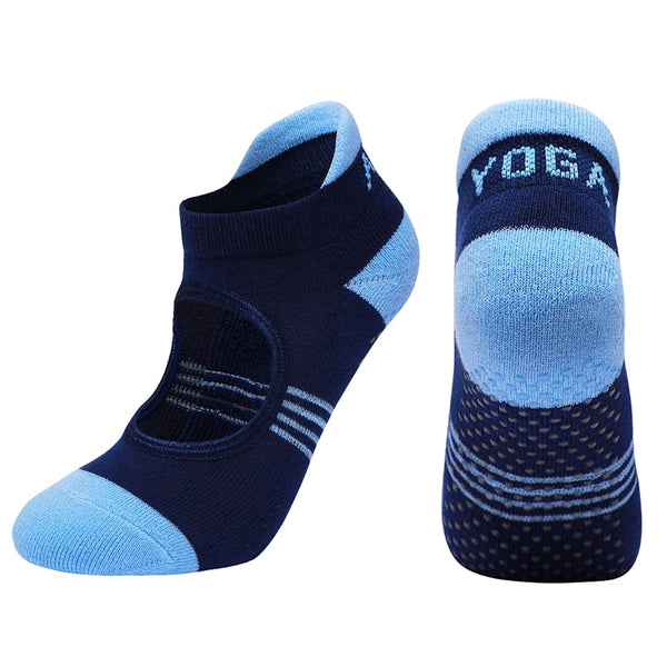 Women Backless Pilates Socks Towel Bottom Breathable Anti Slip Yoga Socks Cotton Ballet Dance Sports Socks for Fitness Gym