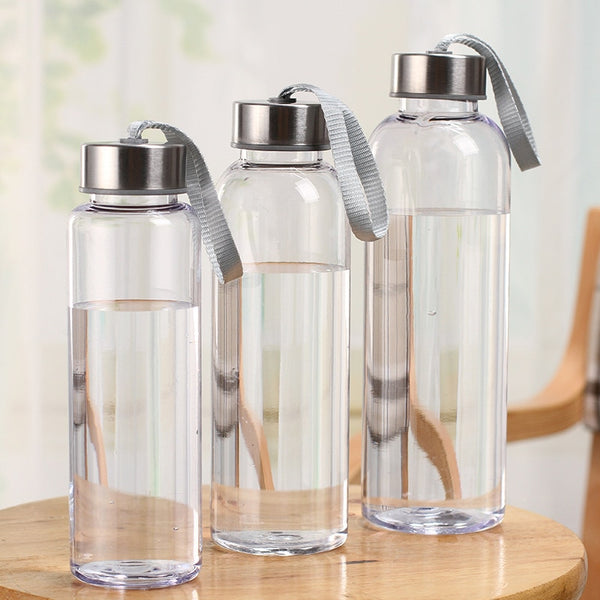 Plastic Transparent Round Portable Water Bottles Outdoor Hiking Yoga Bicycle Sports Travel Carrying for Water Bottle Drinkware