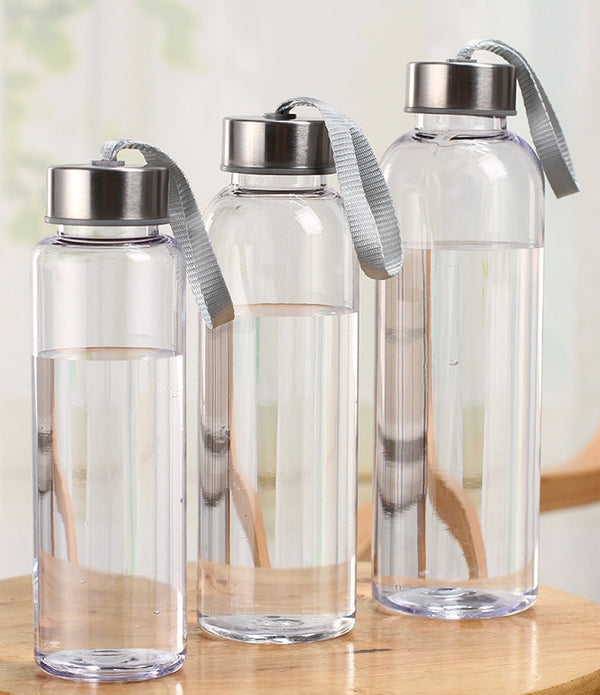 Plastic Transparent Round Portable Water Bottles Outdoor Hiking Yoga Bicycle Sports Travel Carrying for Water Bottle Drinkware