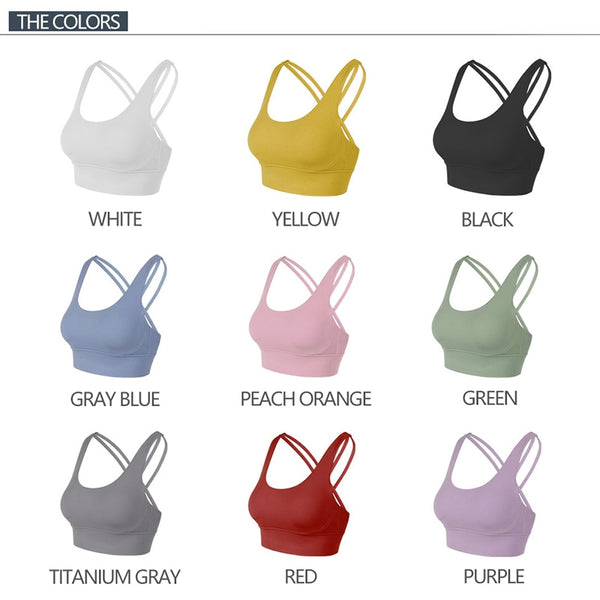 SOISOU Nylon Top Women Bra Sexy Top Woman Breathable Underwear Women Fitness Yoga Sports Bra For Women Gym 22 Colors