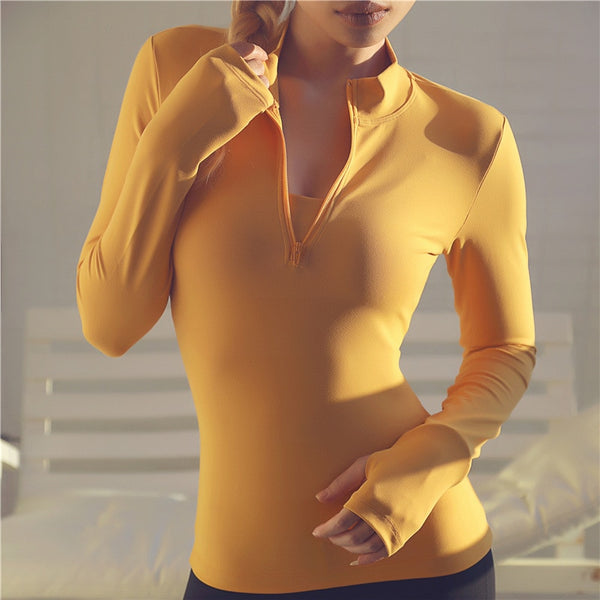 CHRLEISURE Long Sleeve Yoga Shirts Sport Top Fitness Yoga Top Gym Top Sports Wear For Women Push Up Running Full Sleeve Clothes