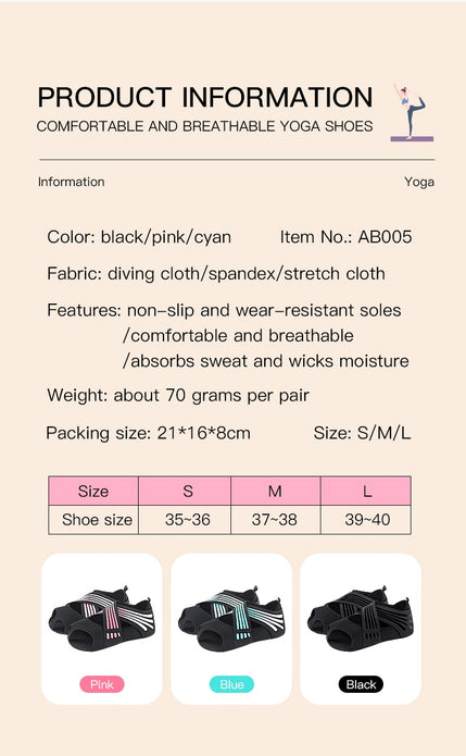 Women Socks Non-Slip Gym Yoga Shoes Flat Anti-Slip Sole Ballet Fitness Dance Shoes Pilates Yoga Shoes Socks Calcetines Mujer