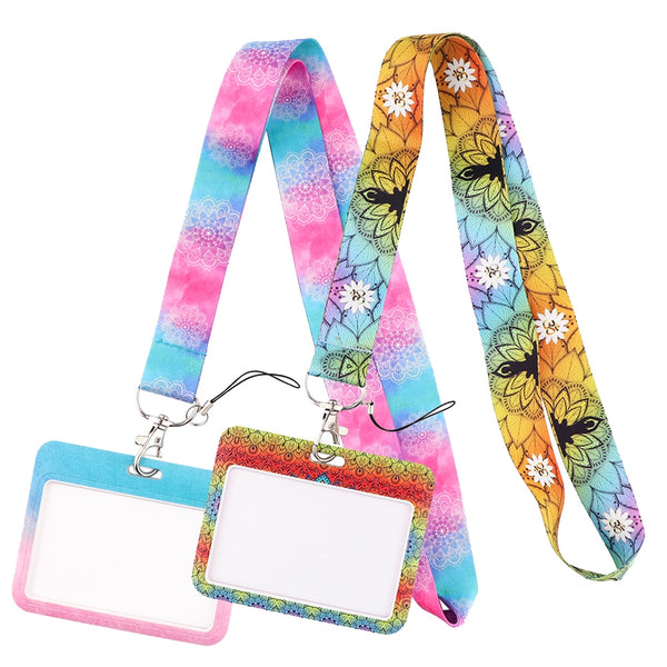 Wholesale Horizontal style Yoga Sakura Daisy Lanyard for Key Neck Strap Card ID Badge Holder Key Chain Key Holder Accessories