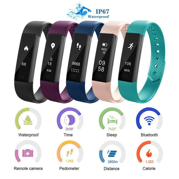 ID115 Smart Watch Sport Watches Health Smart Wristband Heart Rate Fitness Pedometer Bracelet Waterproof Men Watch