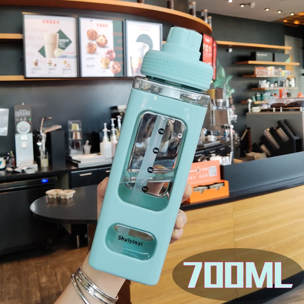 Kawaii Bear Pastel Water Bottle With 3D Sticker 700ml/900ml Plastic Travel Tea Juice Milk Portable Cute Shaker Drink Bottle Gift