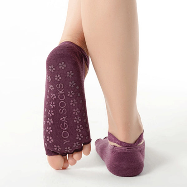 1 Pairs Women Pilates Yoga Anti-slip Socks Backless Silicone Non-slip Socks Ladies Breathable Ballet Dance Gym Pilates Socks