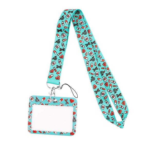 Wholesale Horizontal style Yoga Sakura Daisy Lanyard for Key Neck Strap Card ID Badge Holder Key Chain Key Holder Accessories