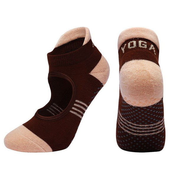 Women Backless Pilates Socks Towel Bottom Breathable Anti Slip Yoga Socks Cotton Ballet Dance Sports Socks for Fitness Gym